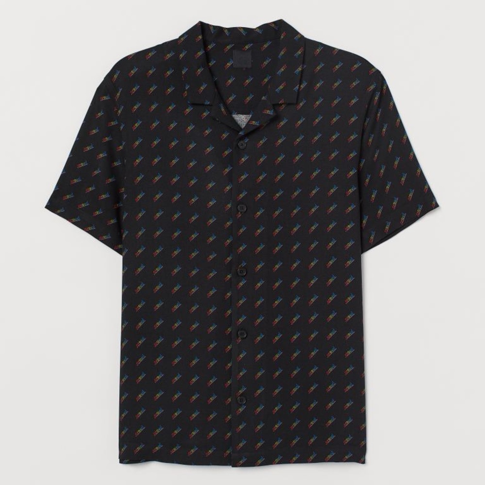 PRIDE x H&M PATTERN RESORT SHIRT SIZE LARGE